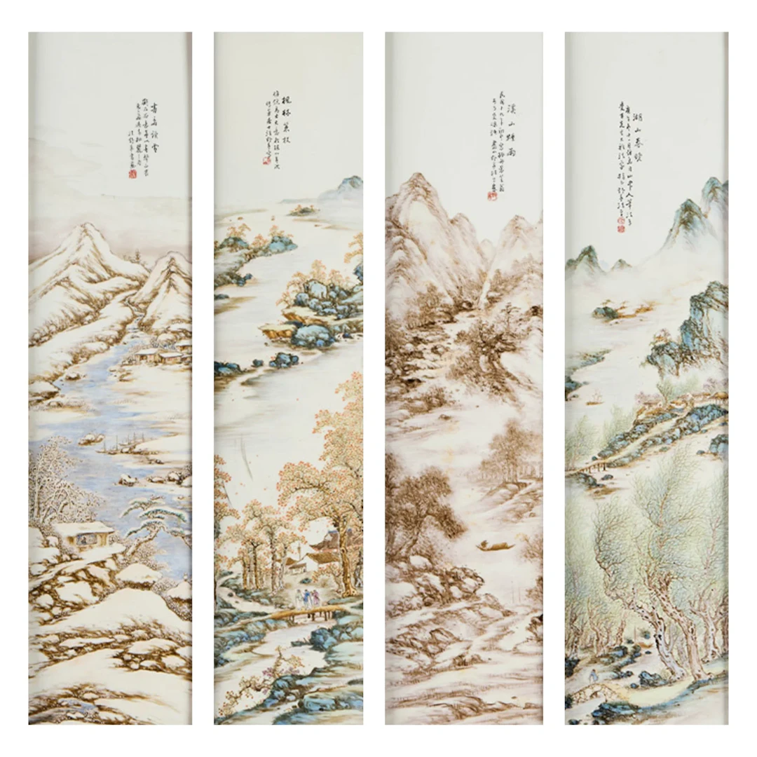 4 Lrg Wang Yeting Seasonal Landscape Plaques