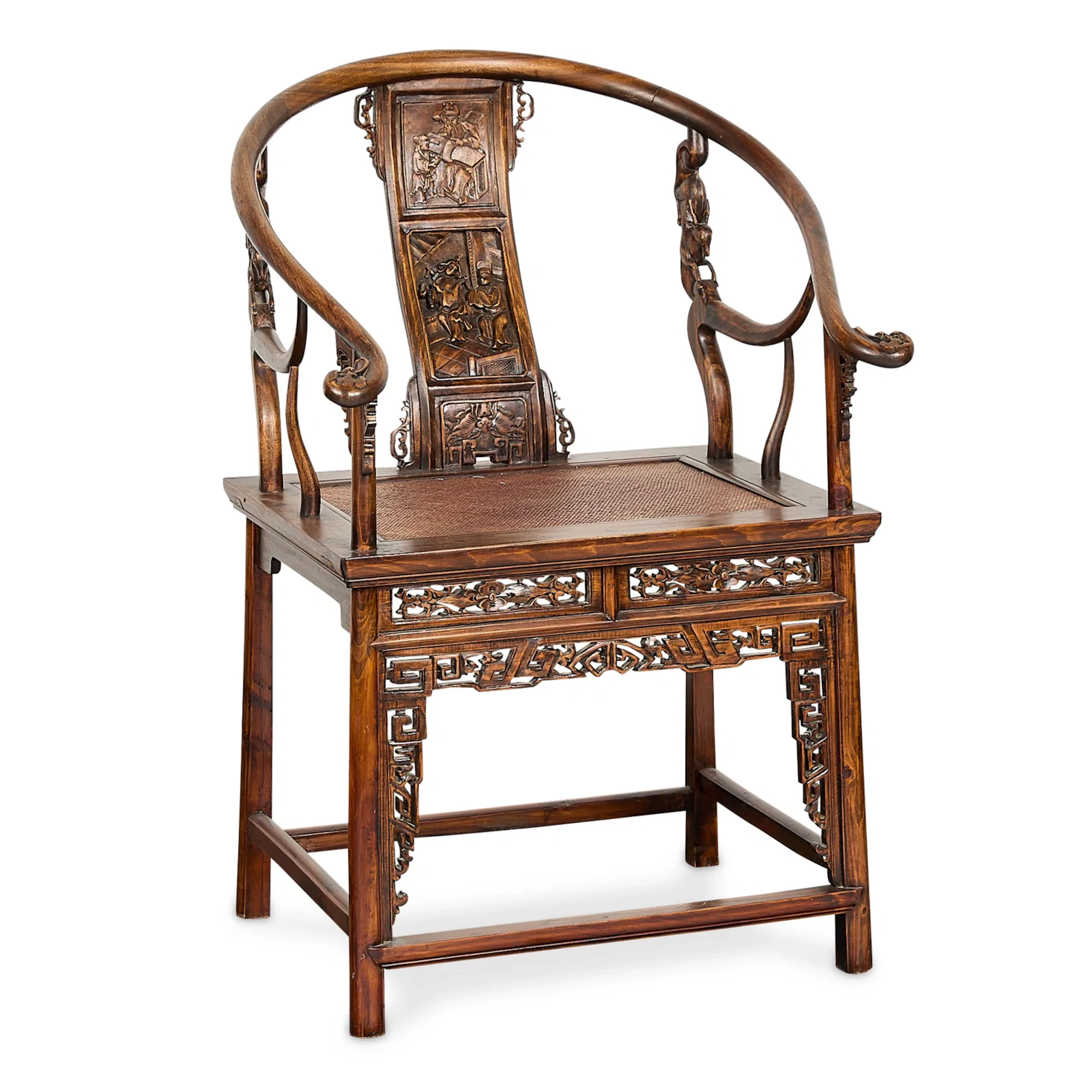 Chinese Qing Horseshoe-Back Ancestor Armchair