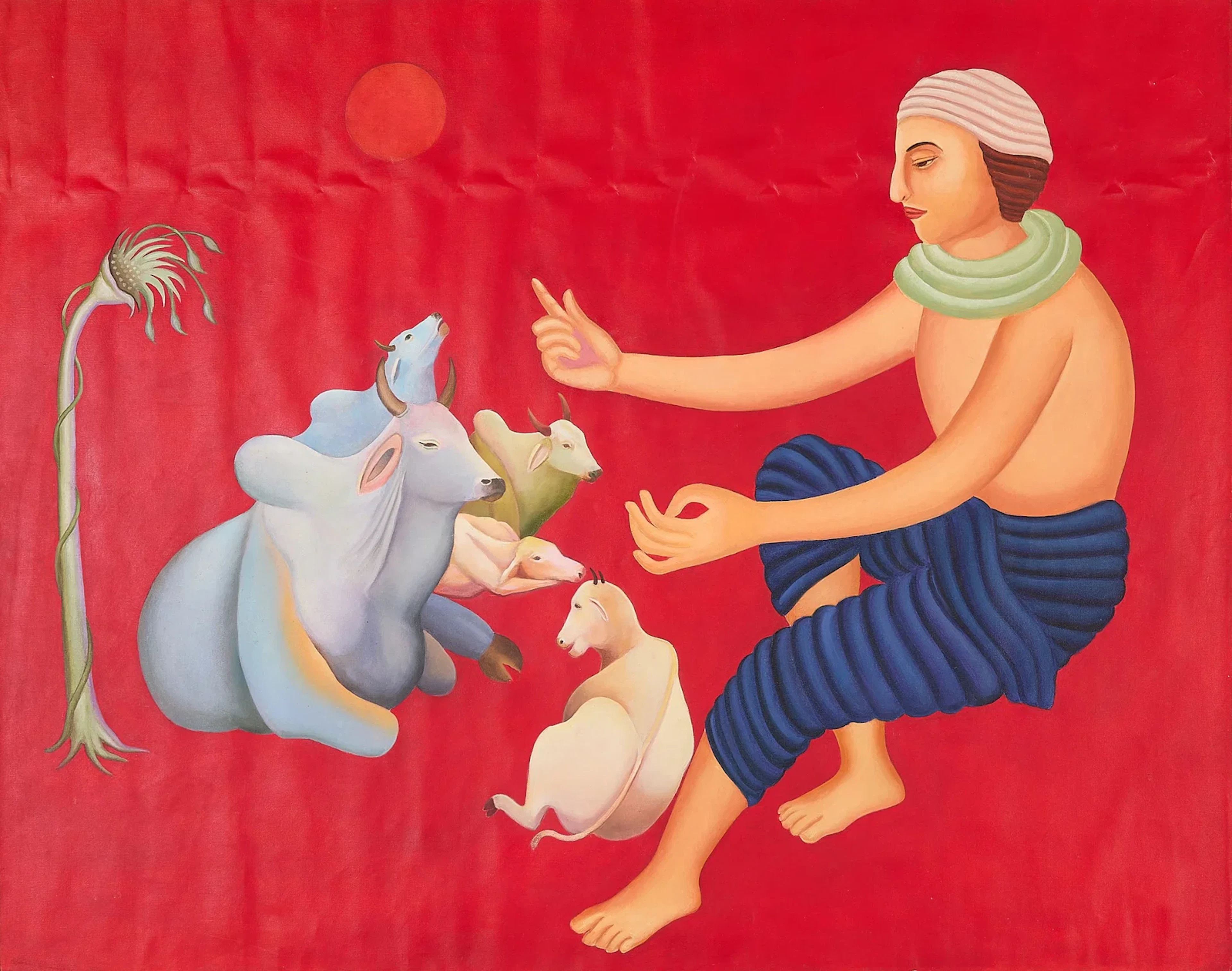 Attr. Manjit Bawa Oil on Canvas Painting 1990