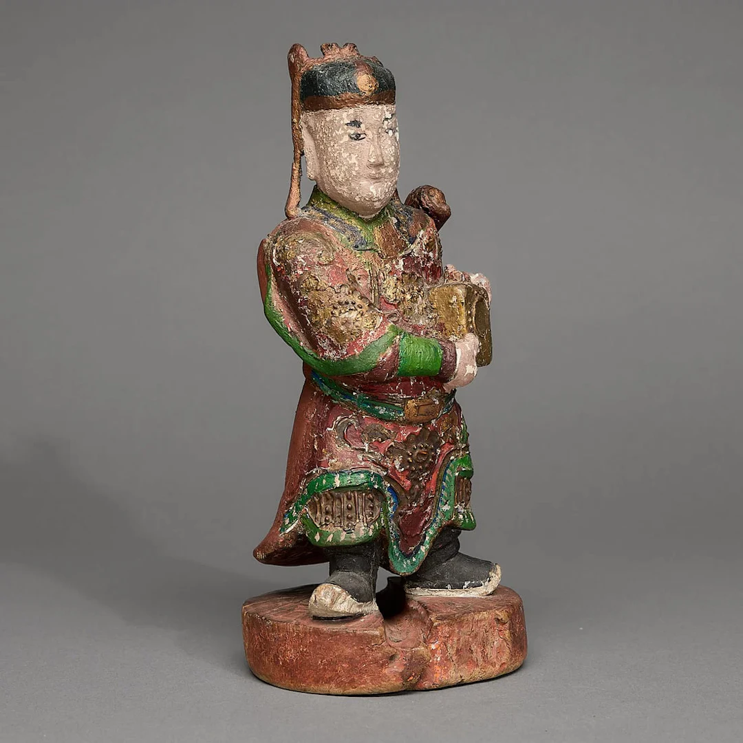 Chinese Carved Polychrome High Official Figure