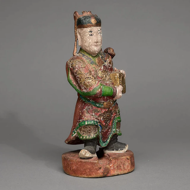 Chinese Carved Polychrome High Official Figure
