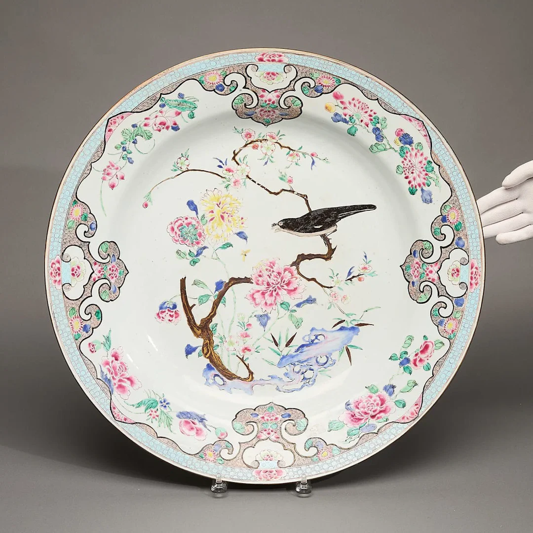 Lrg 18th c. Chinese Famille Rose Porcelain Charger