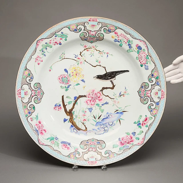Lrg 18th c. Chinese Famille Rose Porcelain Charger