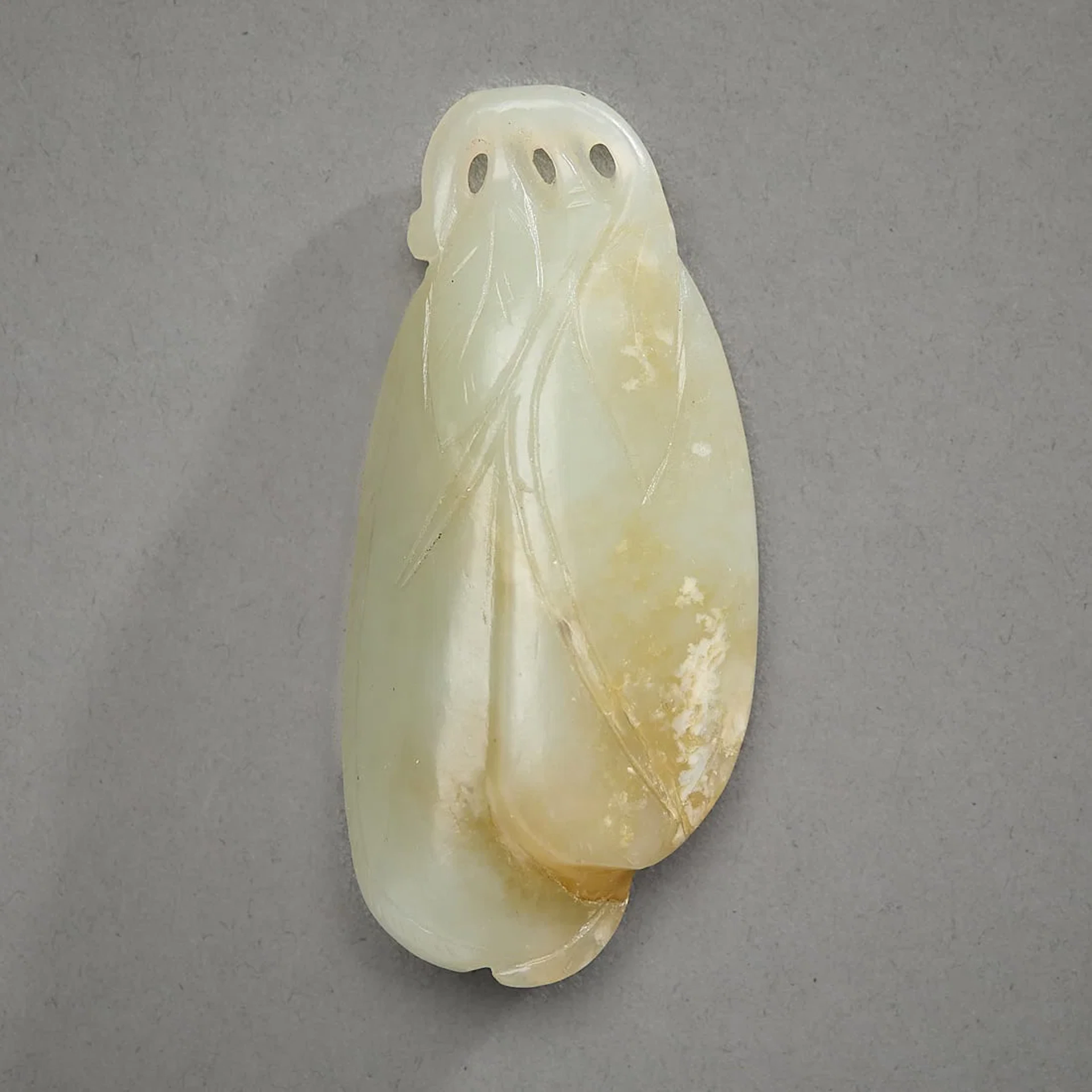 Chinese Carved White Jade Fruit Pendant