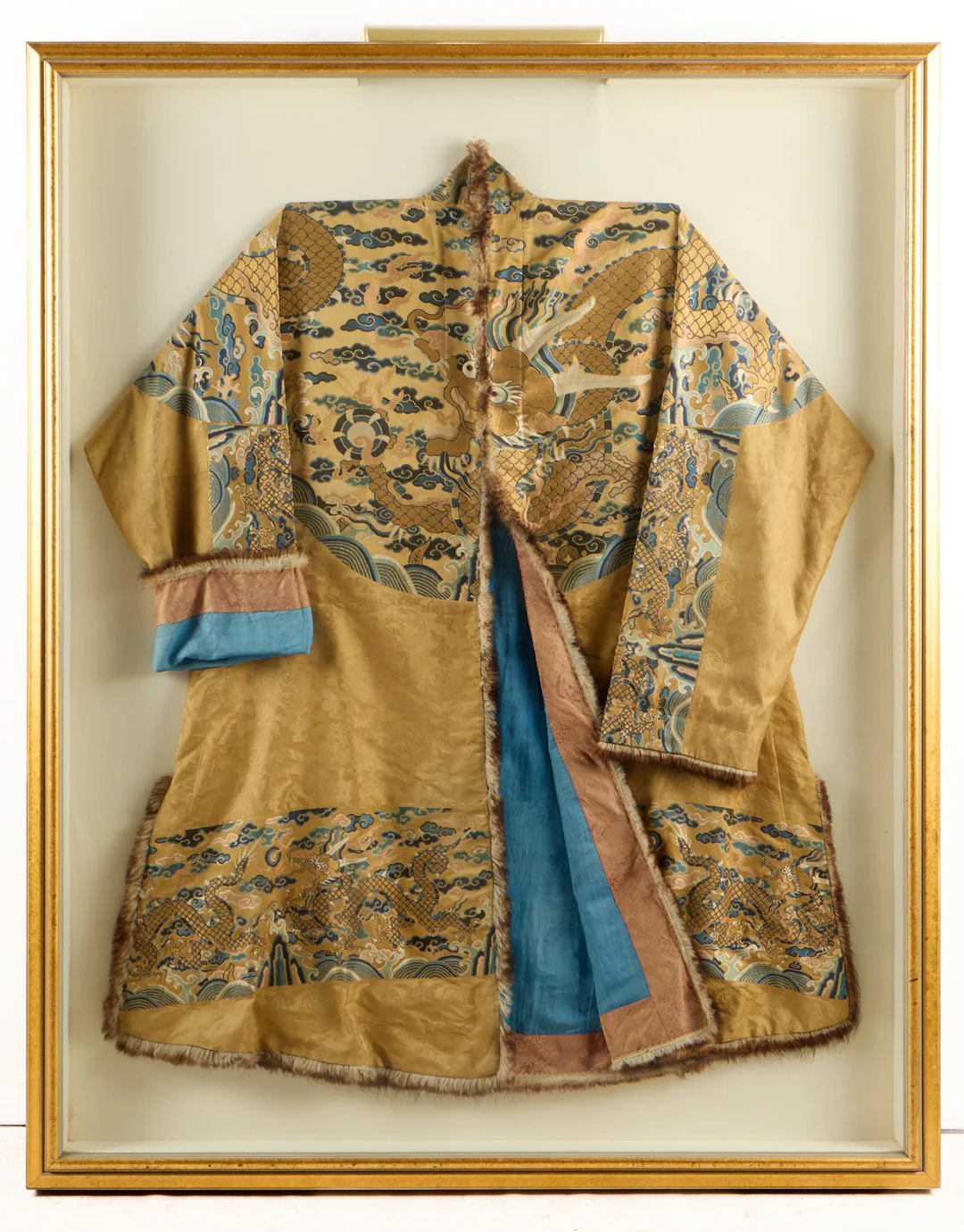 Chinese Qing Embroidered Silk Winter Court Robe