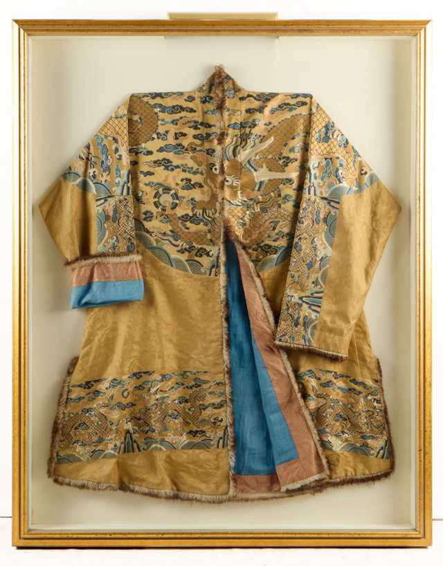 Chinese Qing Embroidered Silk Winter Court Robe