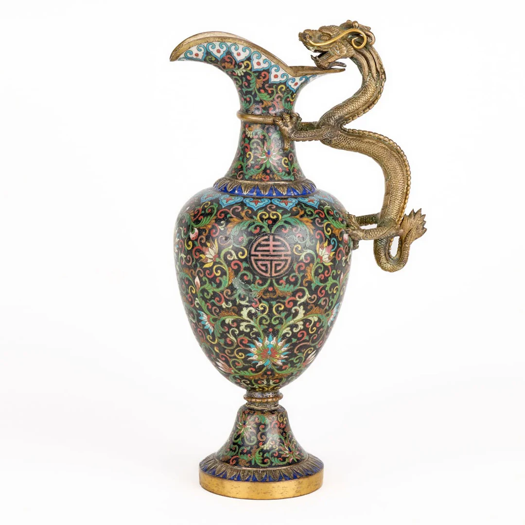 Chinese Qing Dynasty Cloisonne Dragon Ewer
