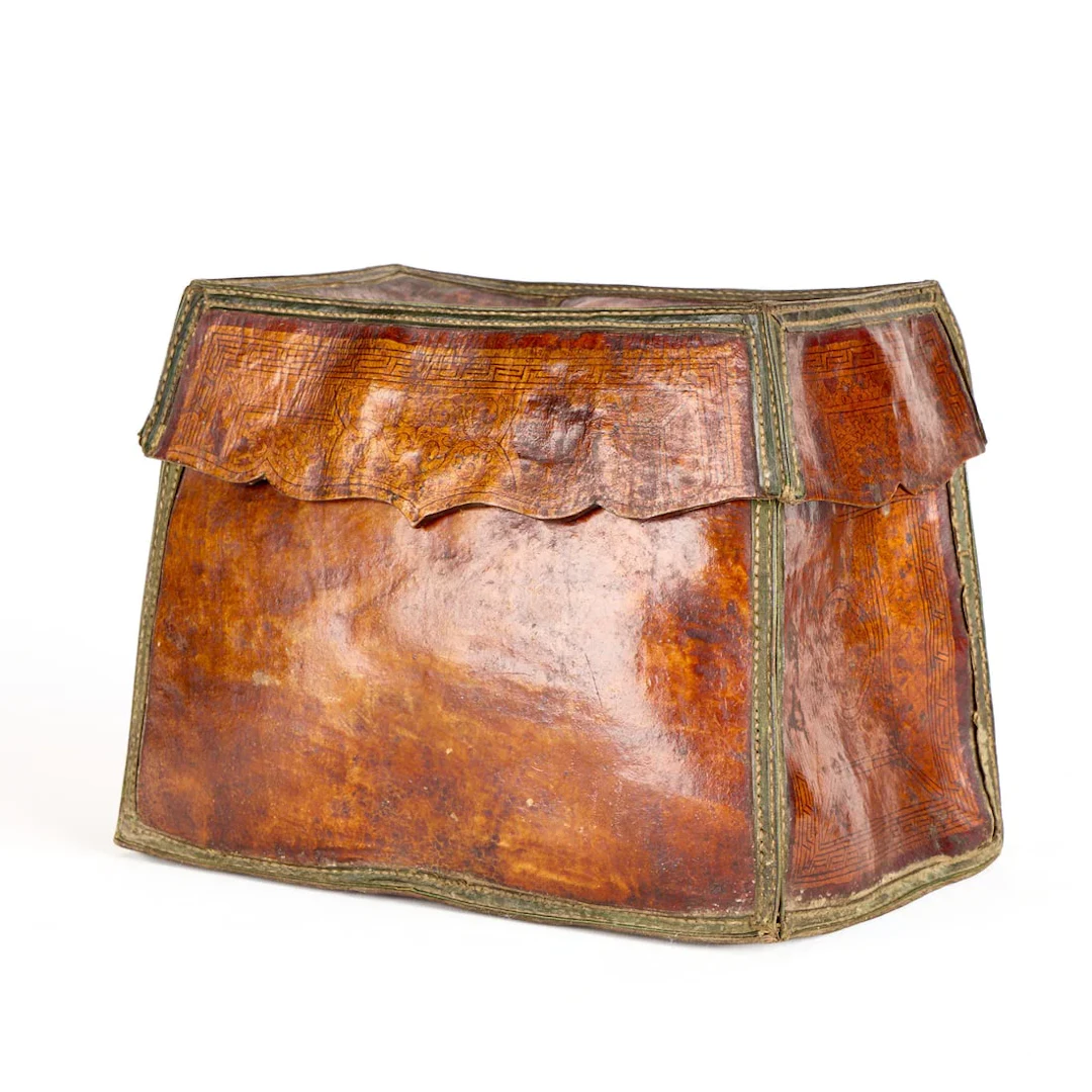 Tibetan Leather & Pigment Coffer Chest