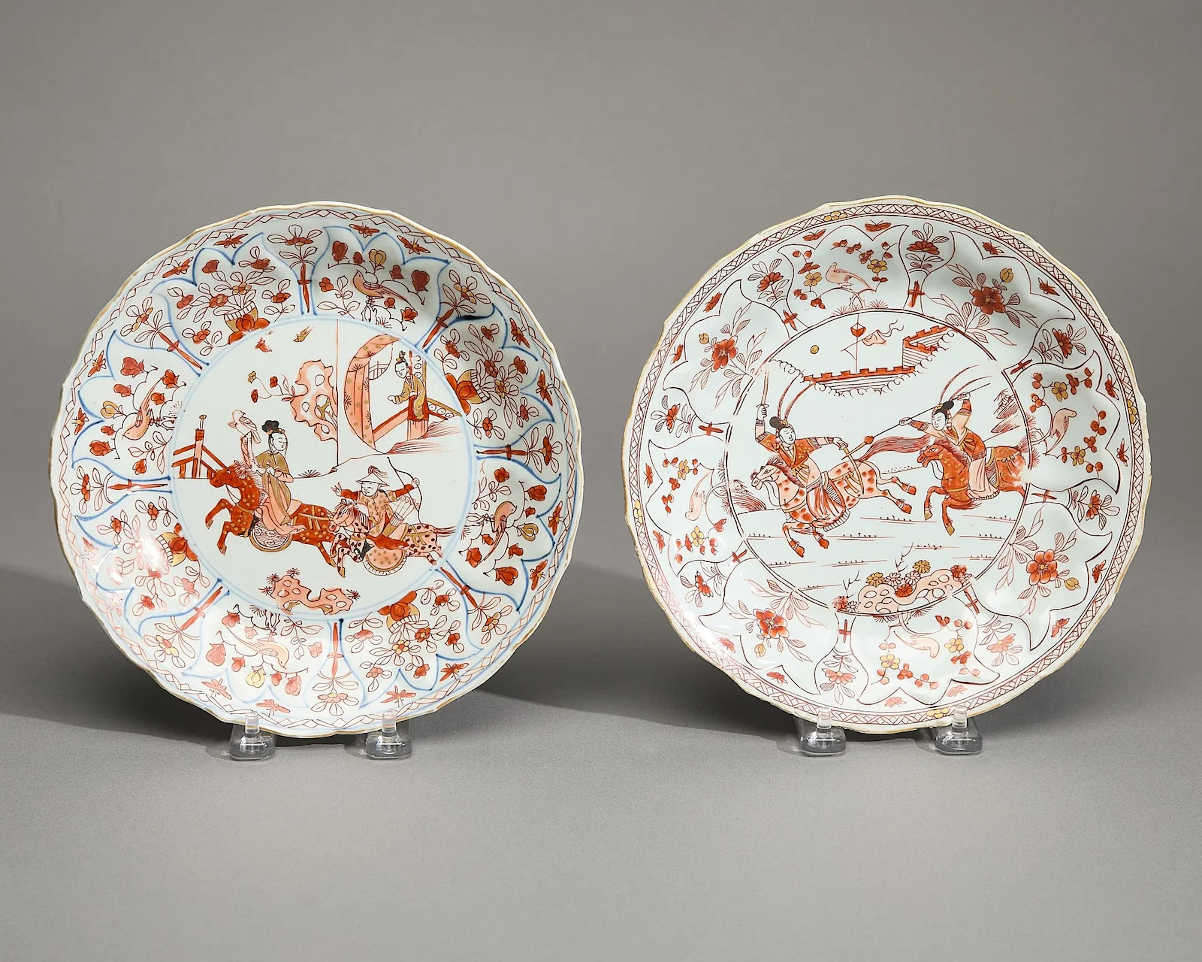 2 Export Iron-Red & Gilt Dishes