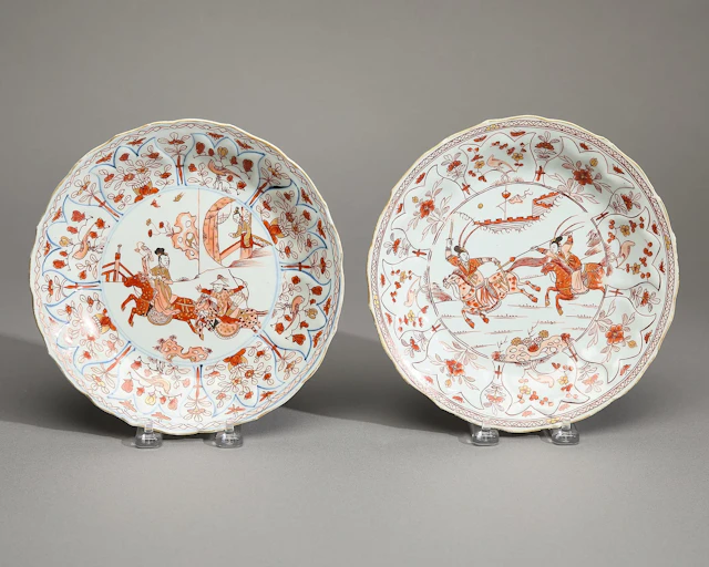 2 Export Iron-Red & Gilt Dishes