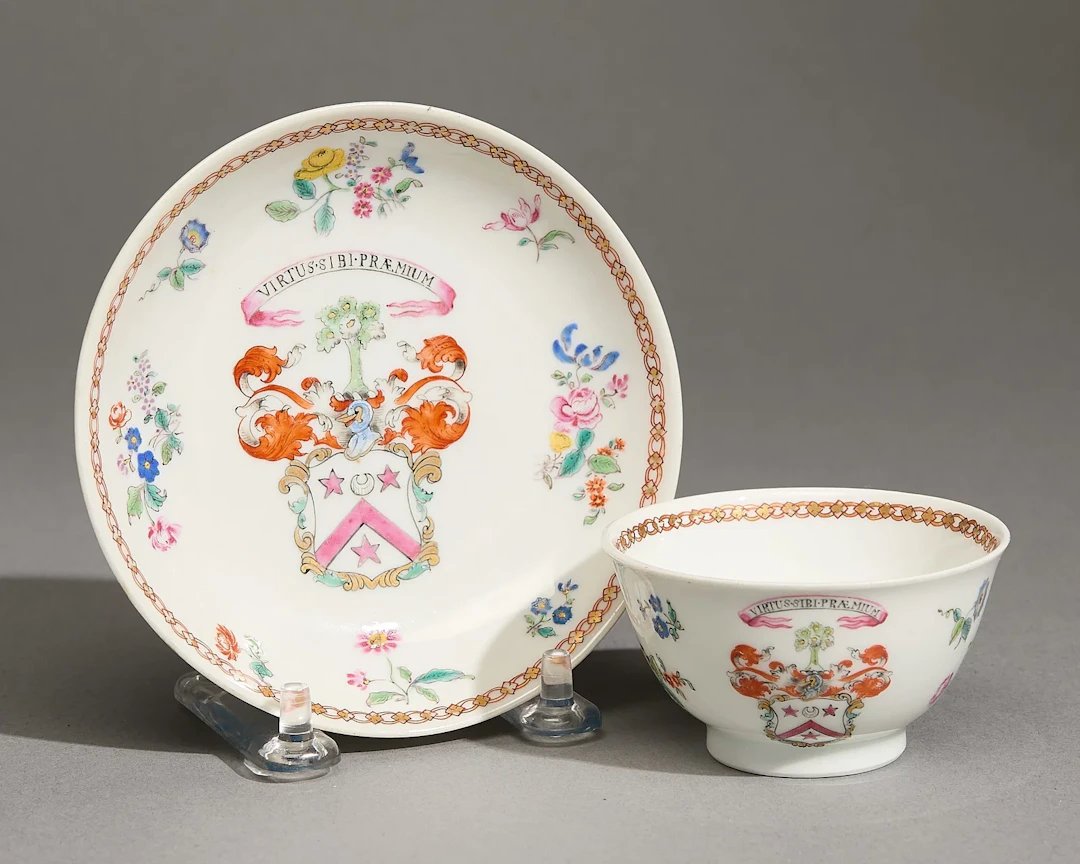 Export Armorial Tea Bowl & Saucer - Wilson