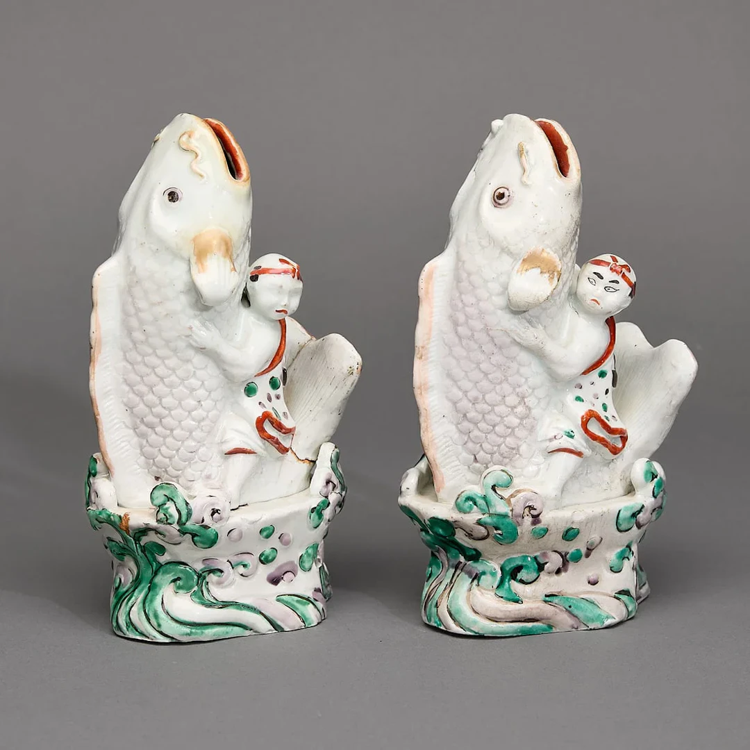 Pr Japanese Edo Export Porcelain Leaping Carp