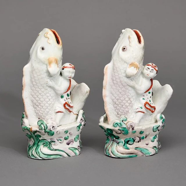 Pr Japanese Edo Export Porcelain Leaping Carp