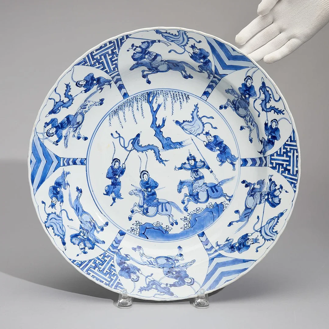 Chinese Kangxi Blue & White Porcelain Battle Basin