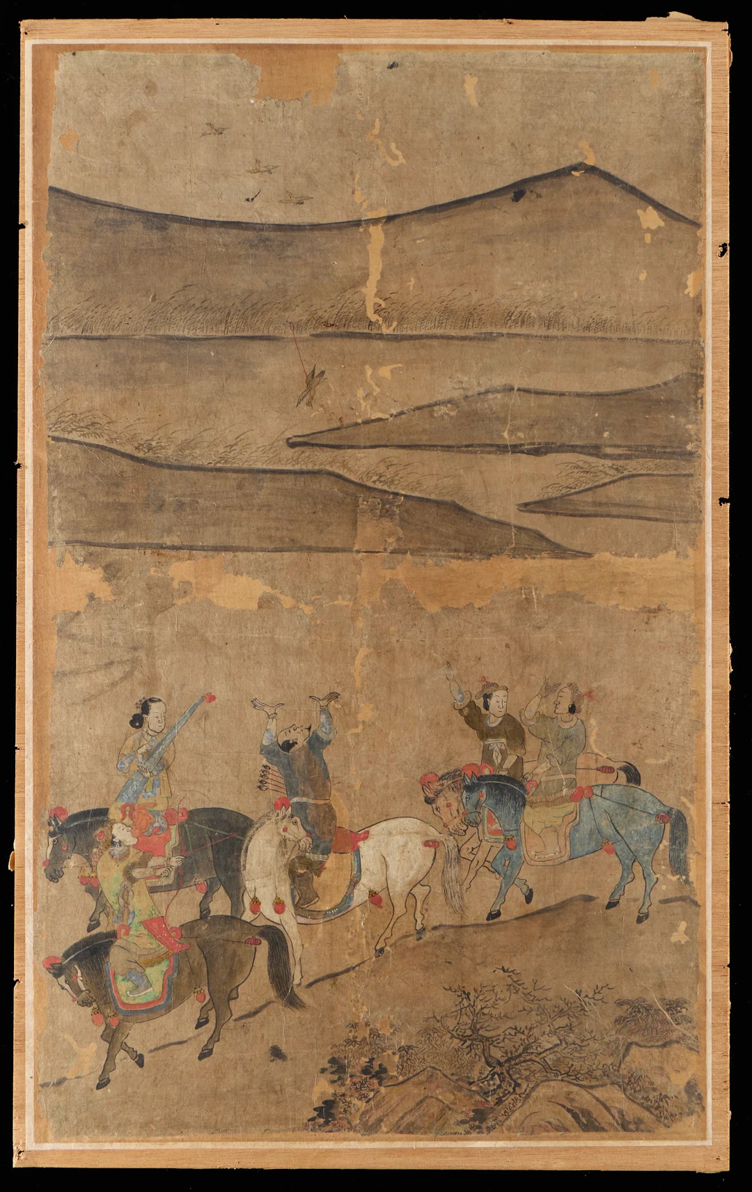 Chinese Qing Dynasty "Hunting Scene" Painting