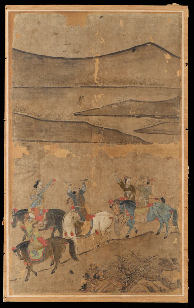 Chinese Qing Dynasty "Hunting Scene" Painting