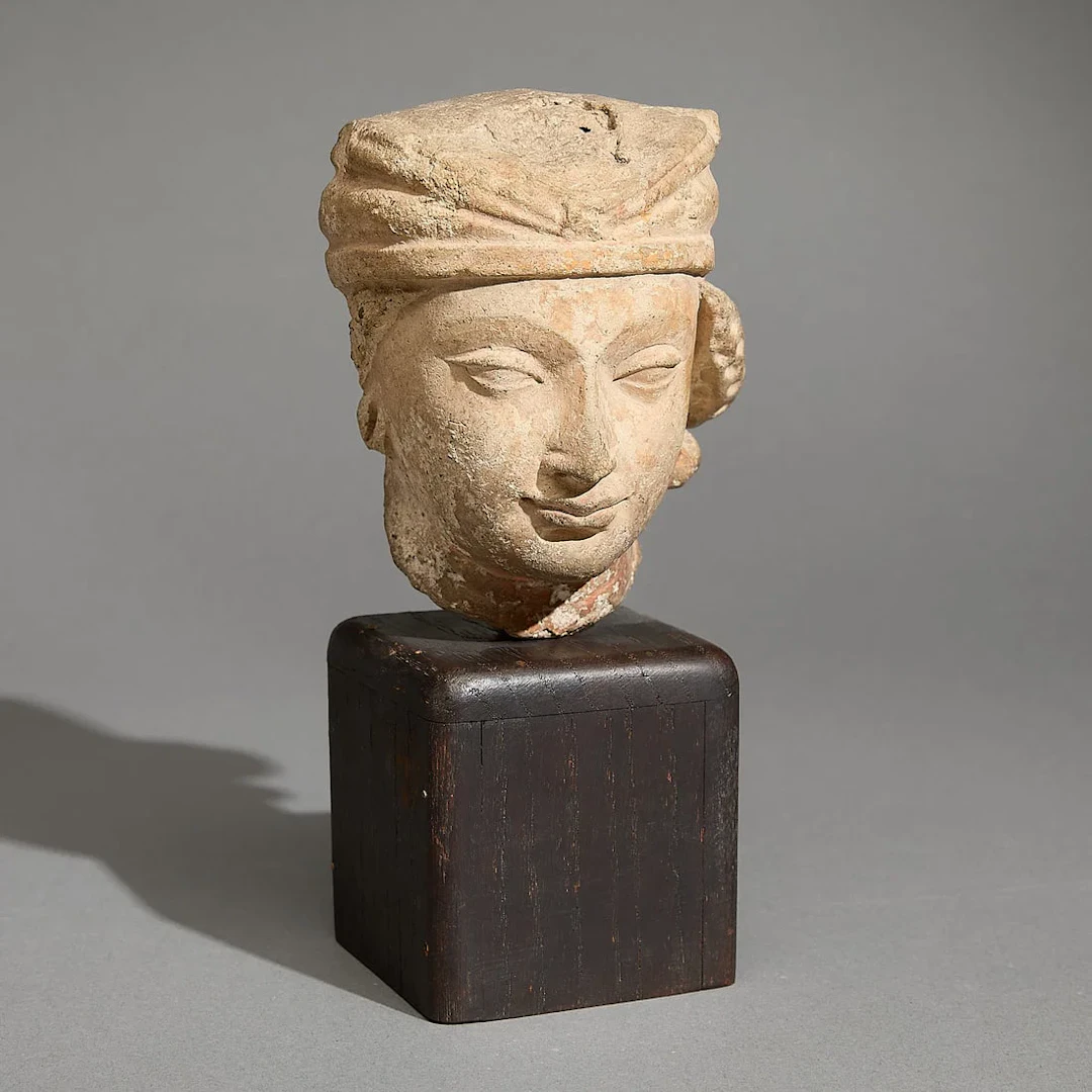 Gandharan Stucco Head of a Youthful Attendant