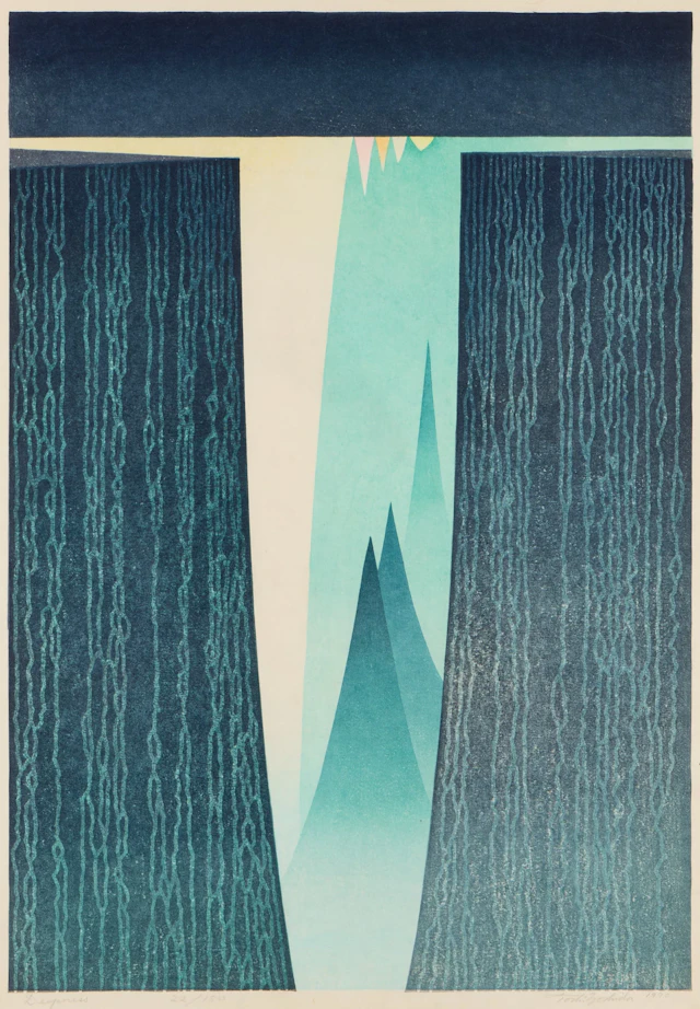 Toshi Yoshida "Deepness" Woodblock Print 1970