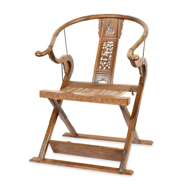 Chinese Qing Elm Horseshoe Jiaoyi Folding Chair