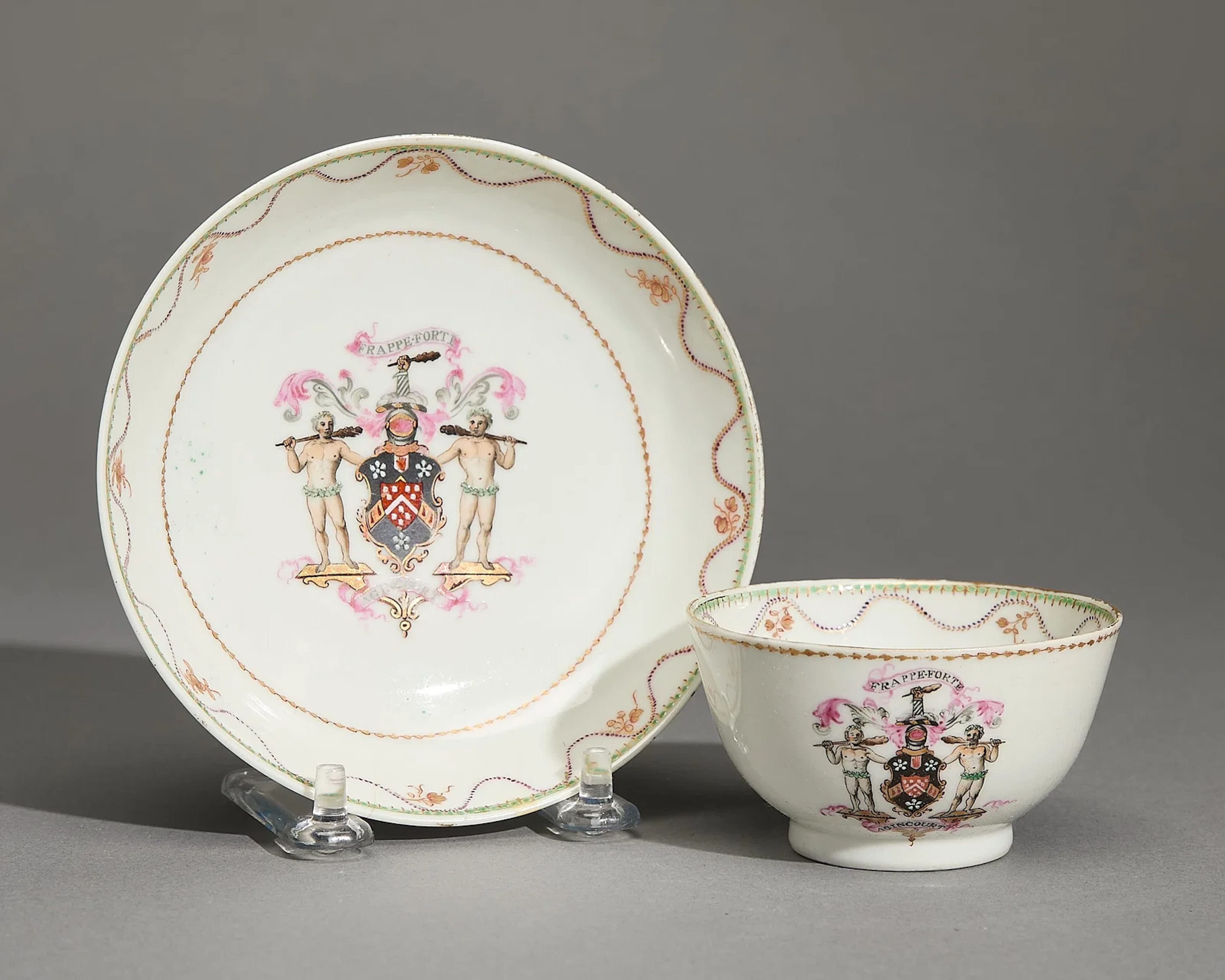 Chinese Export Armorial Cup & Saucer - Wodehouse