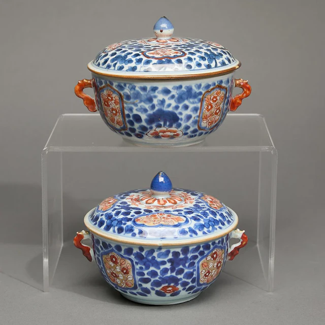 Pair Chinese Export Imari Ecuelles