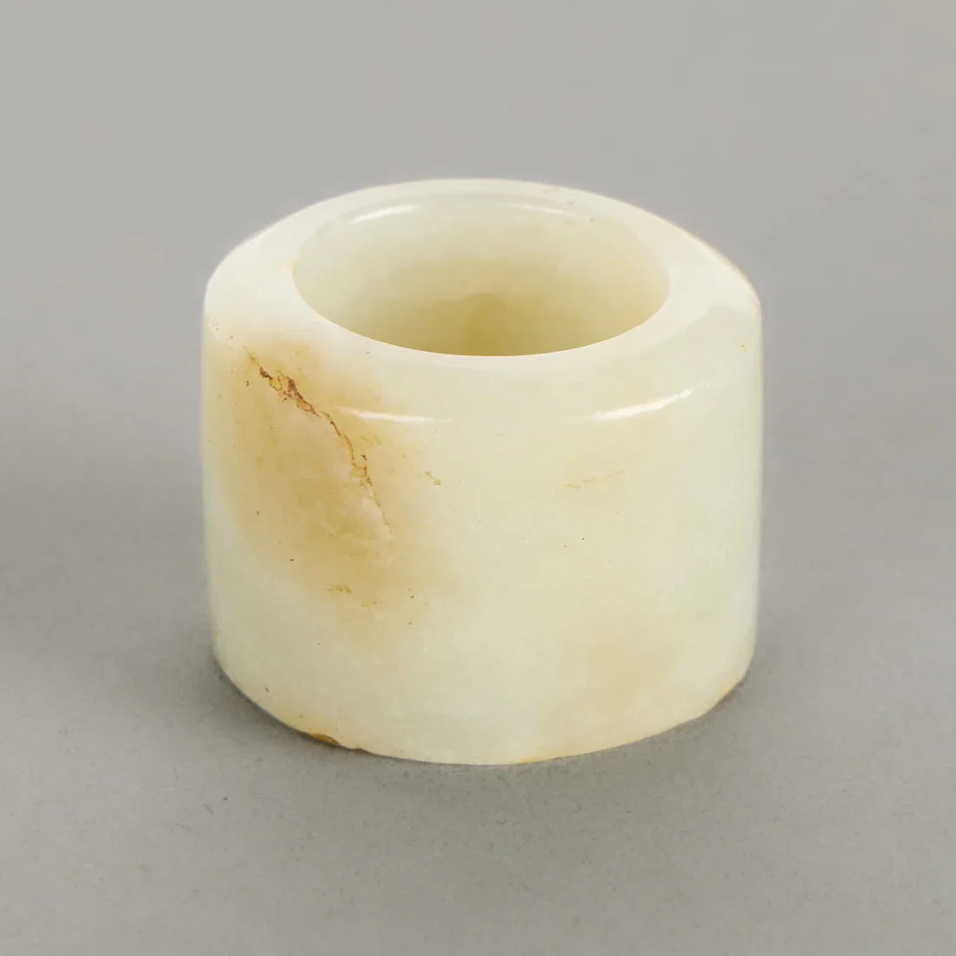 Chinese Carved White Jade Archer's Ring