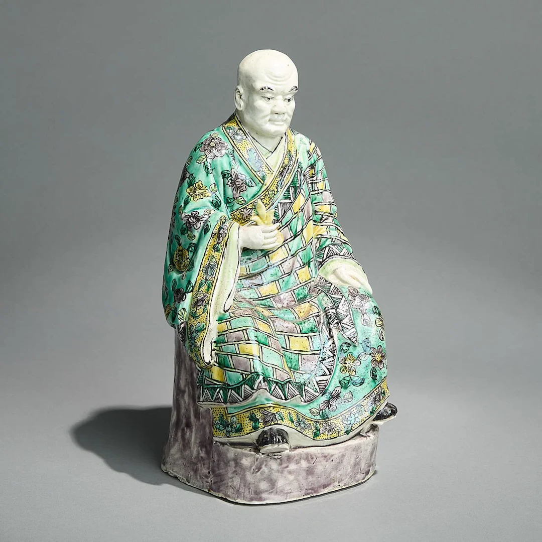 Chinese Biscuit Glazed Seated Lohan