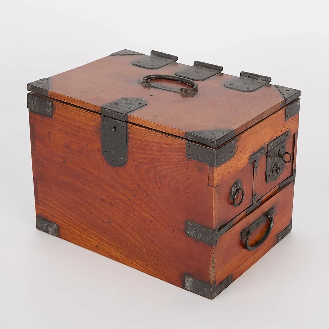 Small Meiji Japanese Wooden Tansu Chest
