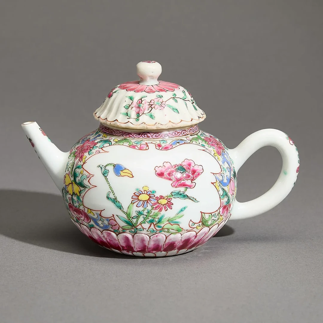 Chinese Export Famille Rose Lotus Teapot