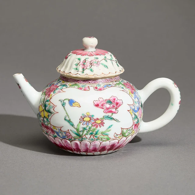 Chinese Export Famille Rose Lotus Teapot
