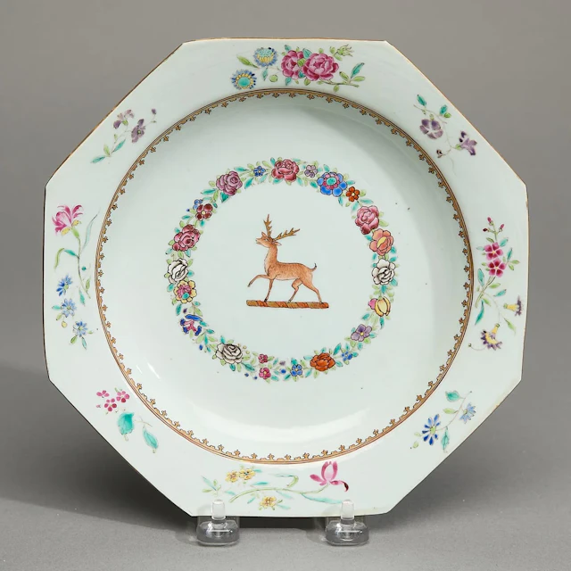 Octagonal Soup Plate Crest of Steede of Kent
