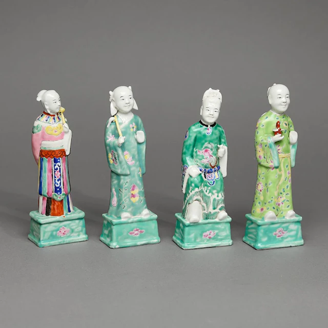 4 Chinese Export Famille Rose Porcelain Immortals