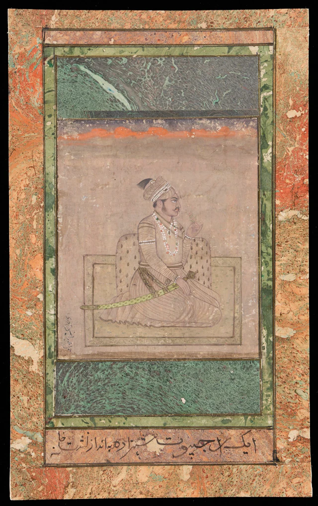 Indo-Persian Mughal Miniature Prince Painting