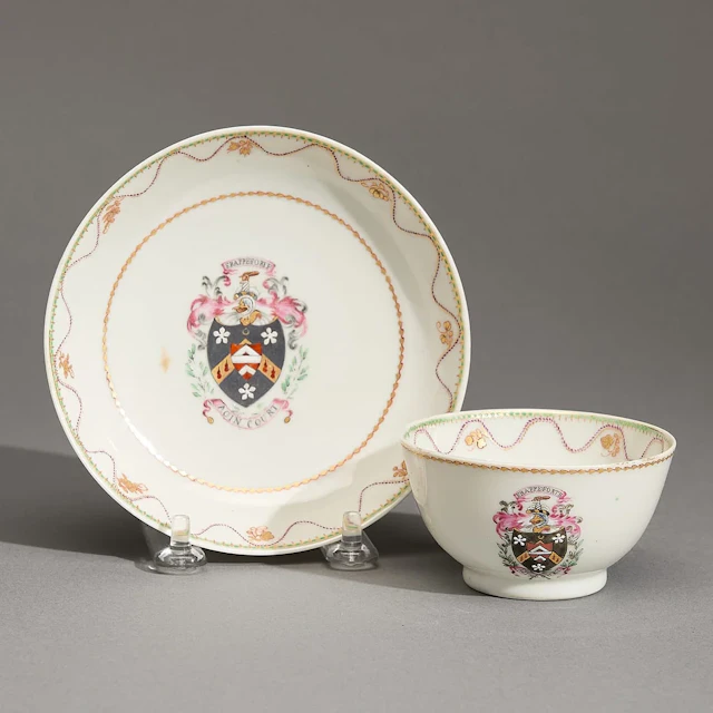 Export Armorial Tea Bowl & Saucer - Wodehouse