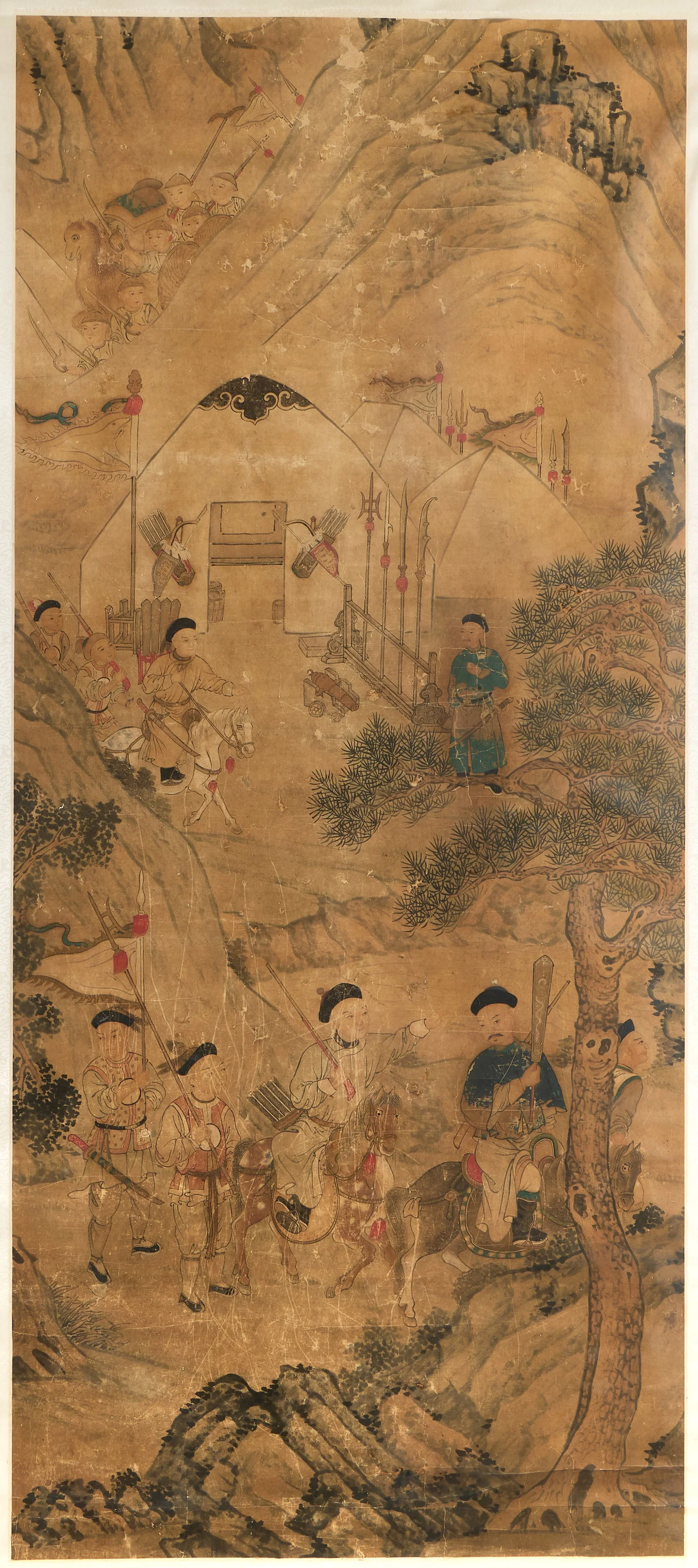Chinese Jiaqing Military Party Scroll Painting