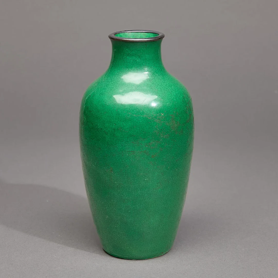 Chinese Qing Porcelain Crackle Green Tongping Vase