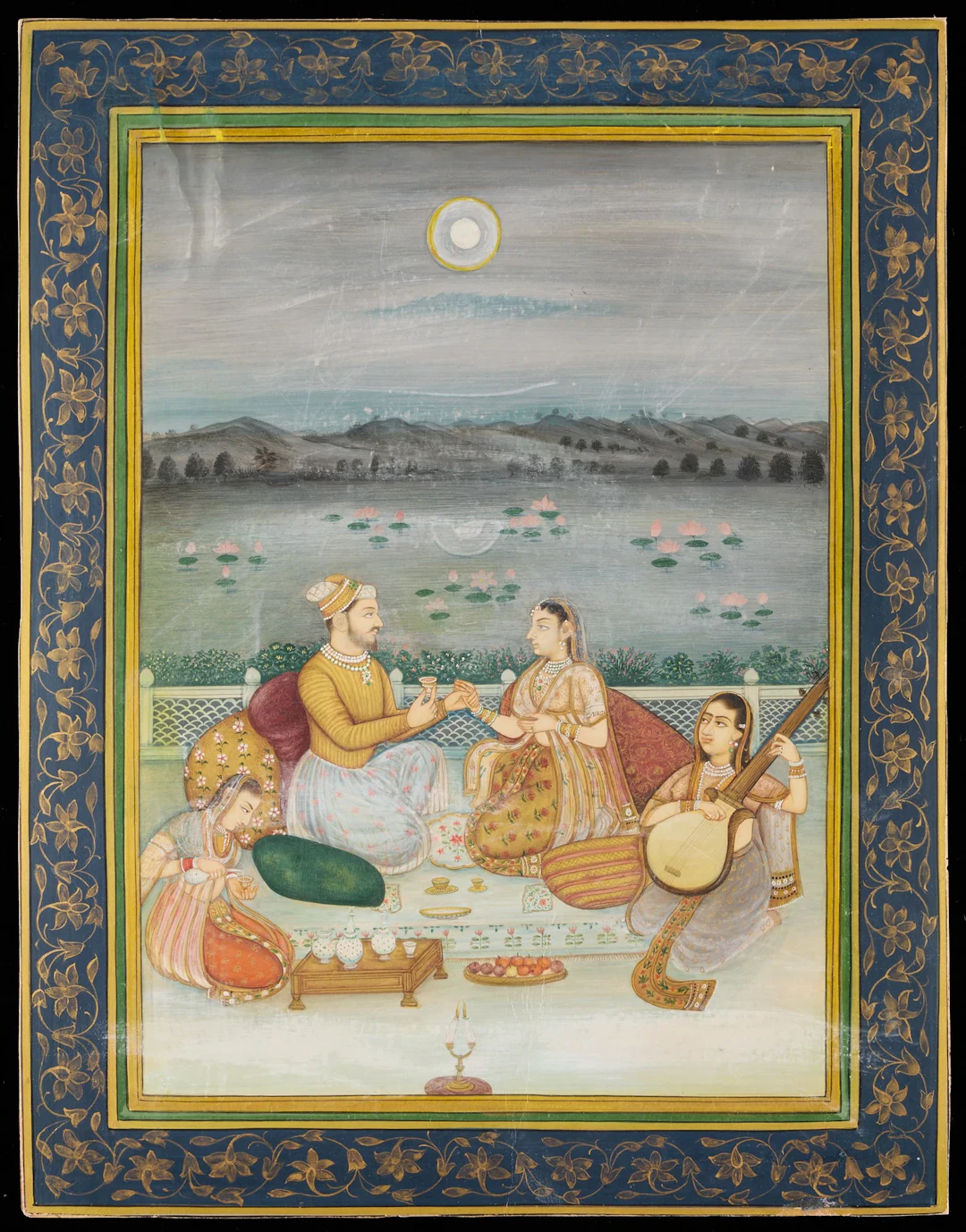 Indian Mughal Miniature Prince & Consort Painting