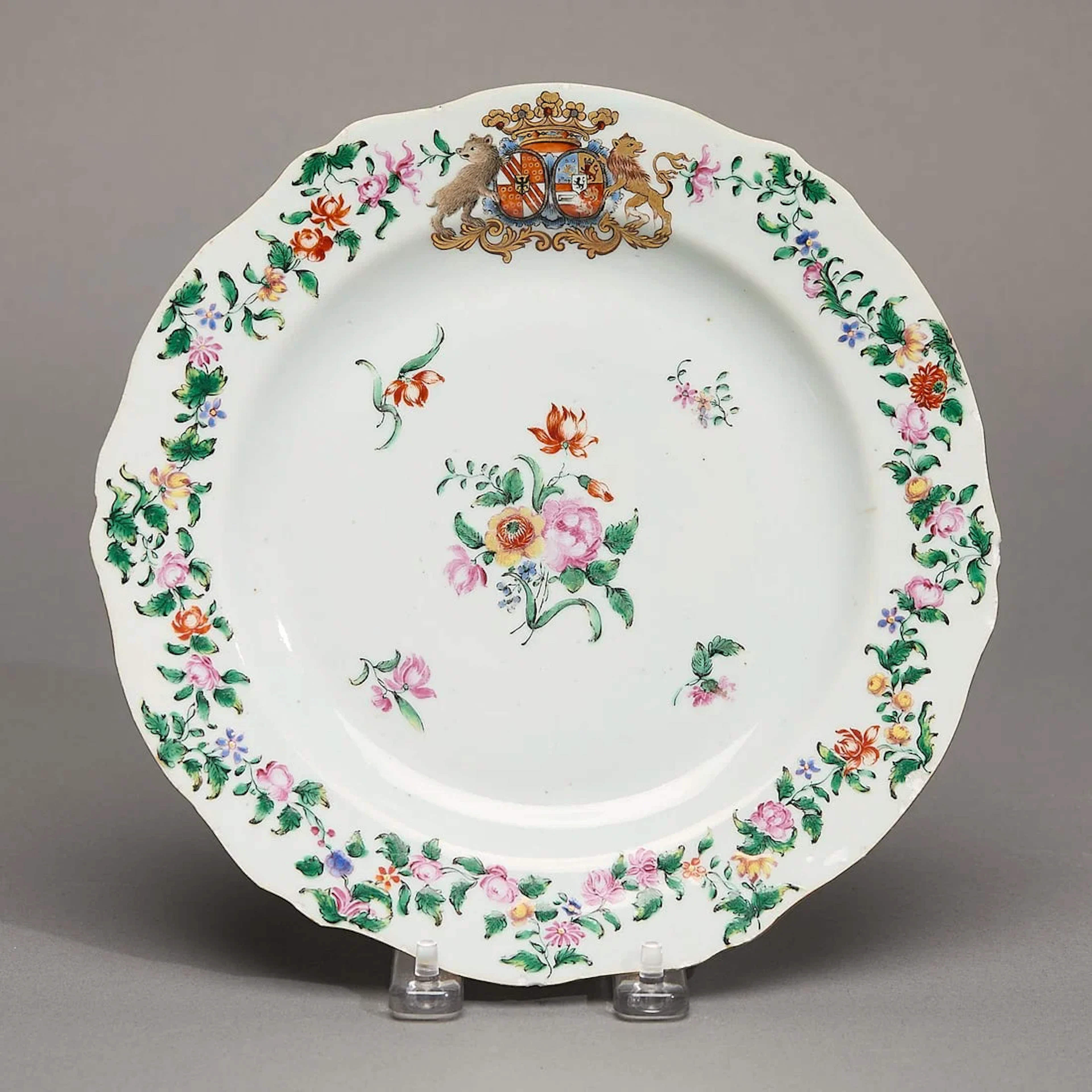 Famille Rose Continental Armorial Plate