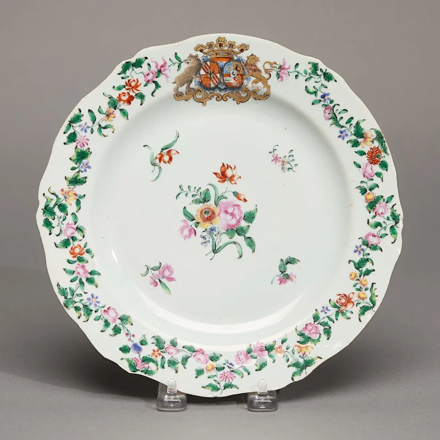 Famille Rose Continental Armorial Plate