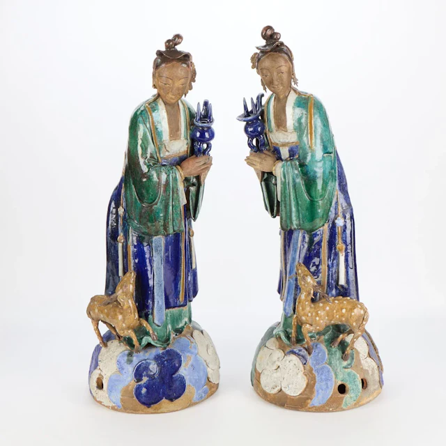 Pr Chinese Guangdong Stoneware Figures