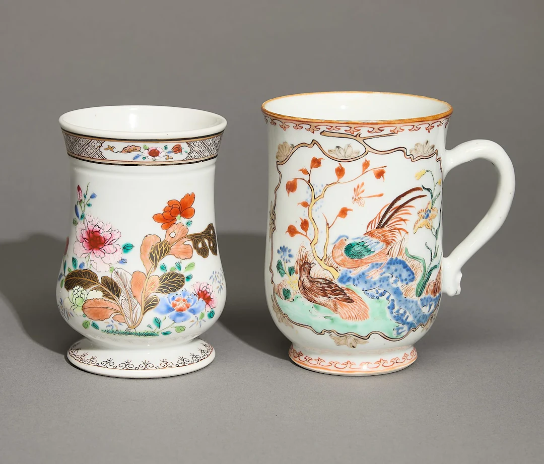2 Chinese Export Famille Rose Mugs
