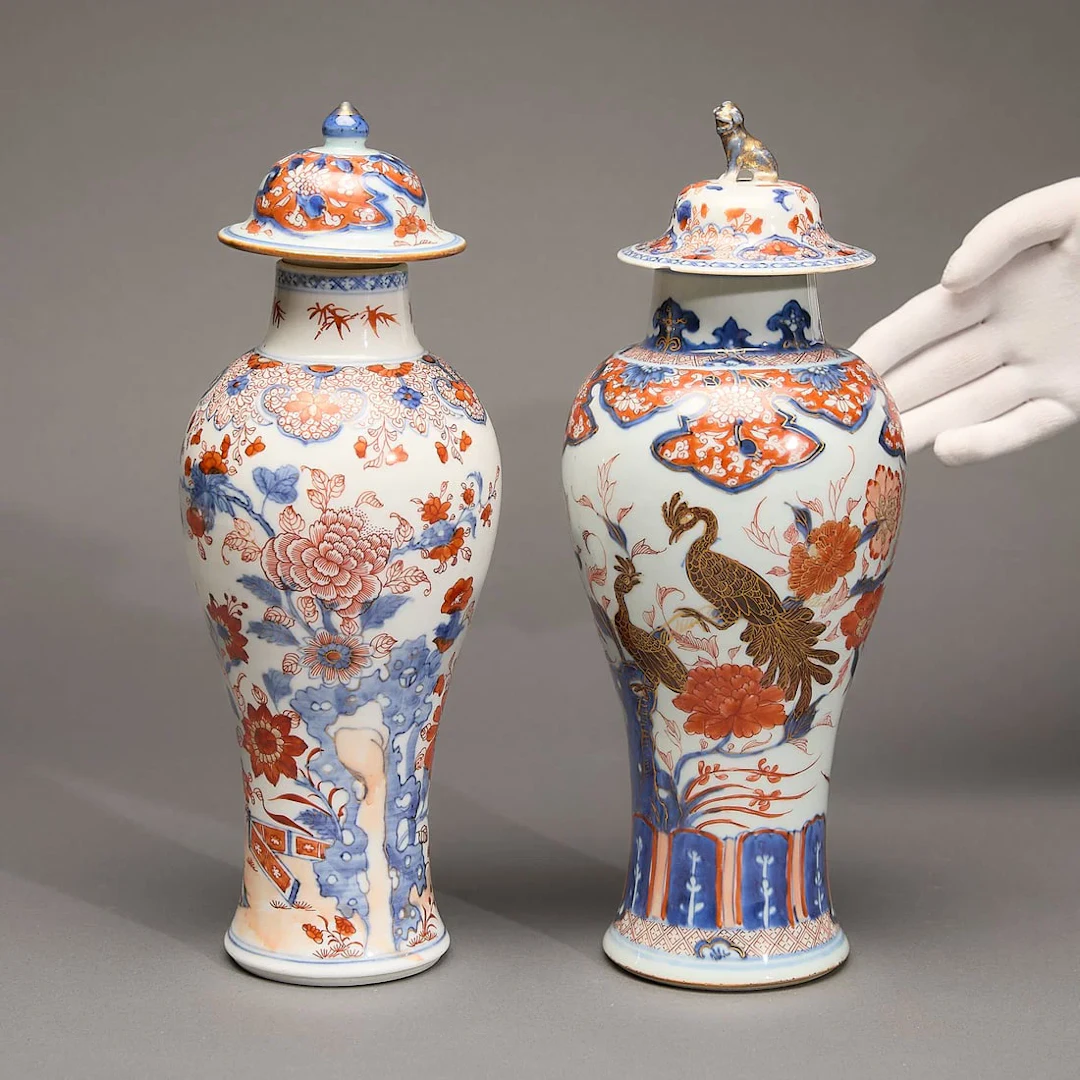 2 Chinese Export Imari Baluster Vases