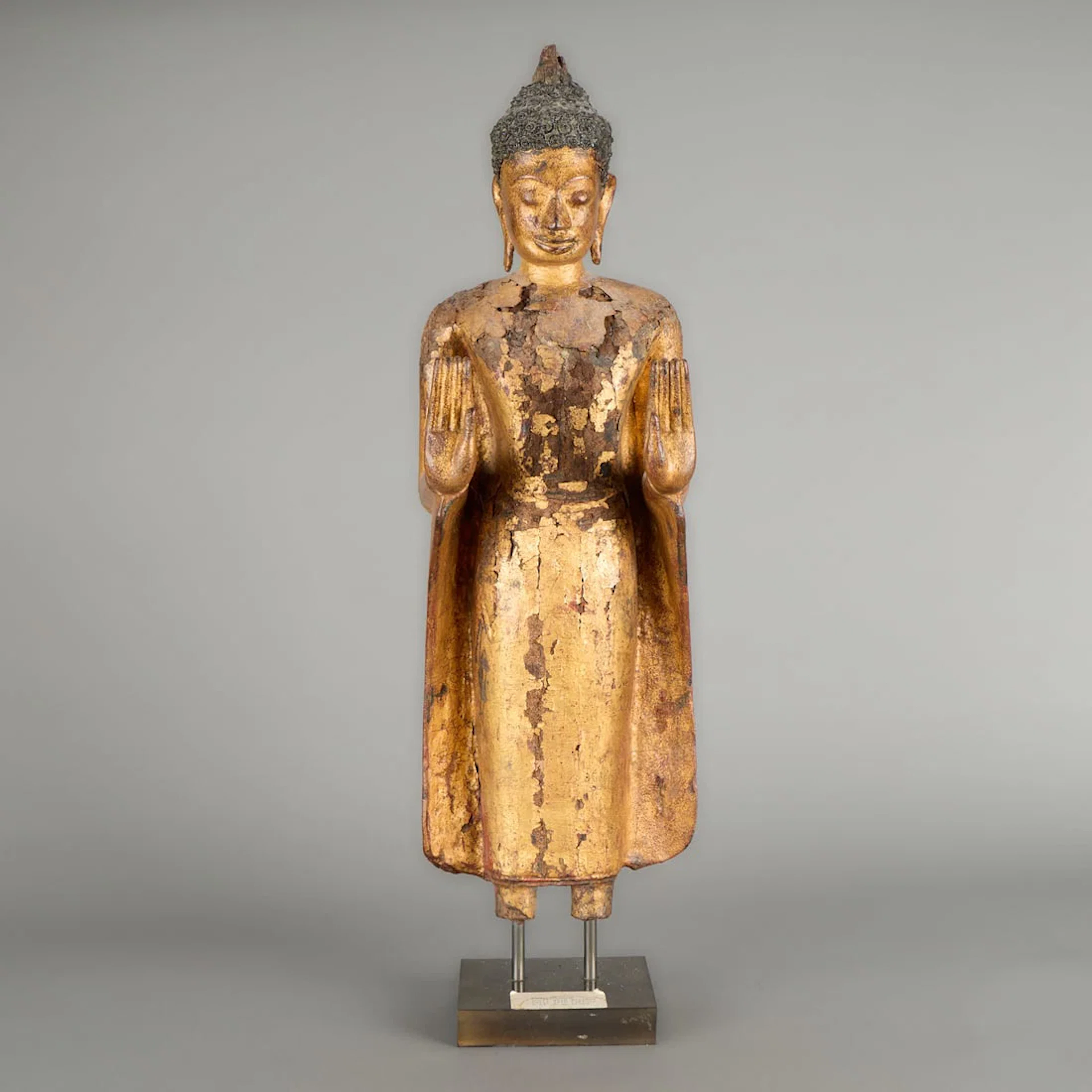 19th c. Thai Ayutthuya Gilt Wood Buddha Figure