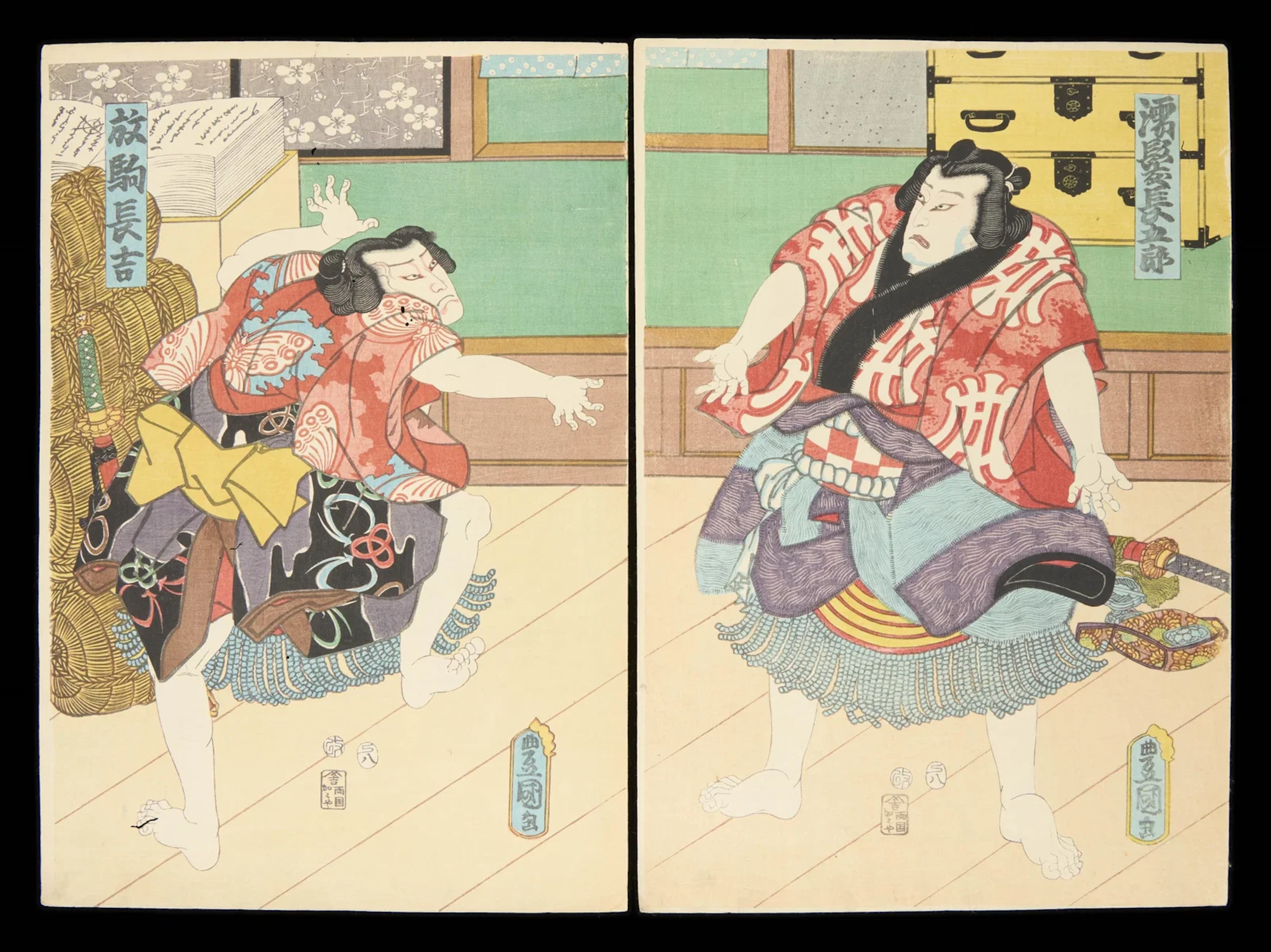 Kunisada/Toyokuni III "2 Butterflies" Kabuki Print