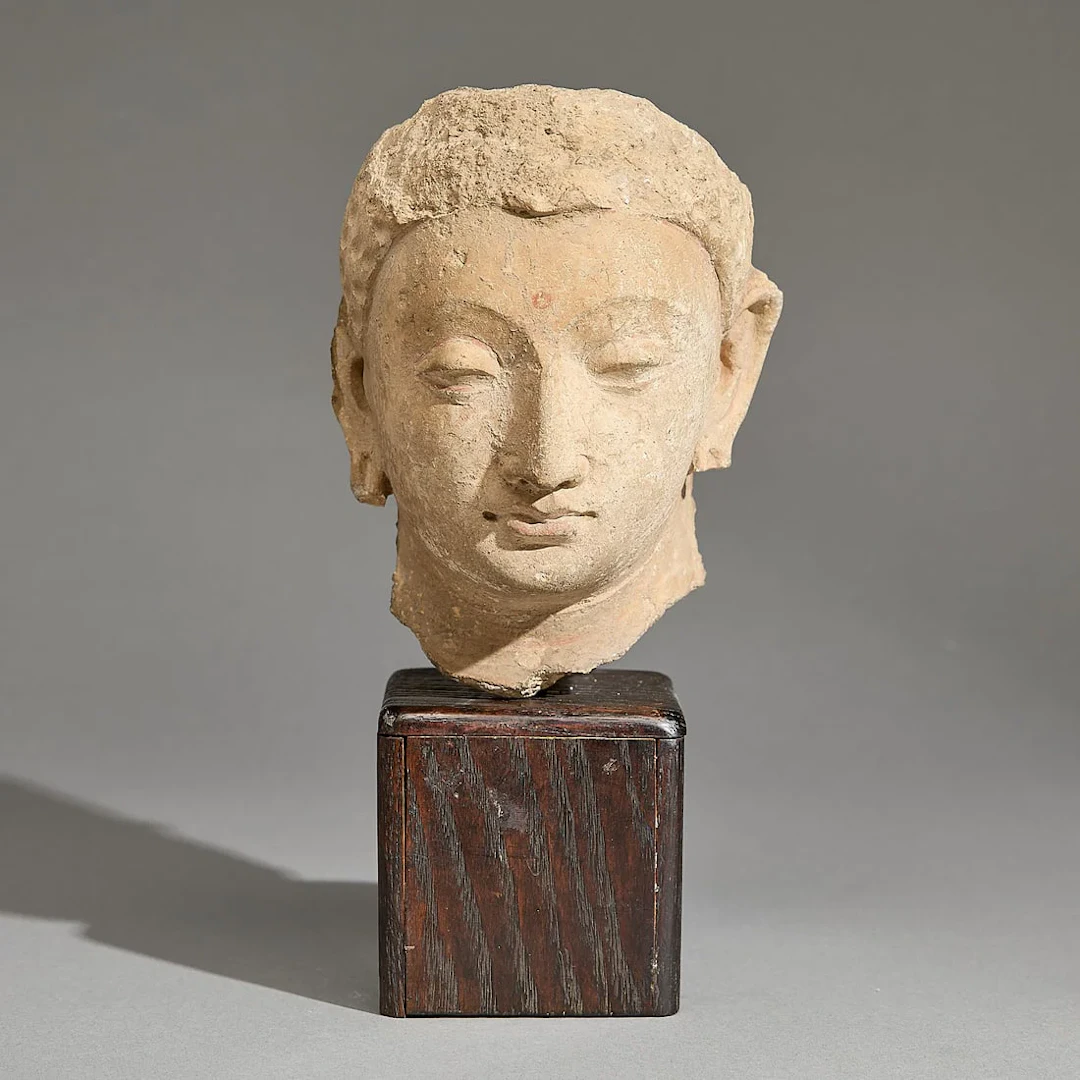 Ancient Gandharan Carved Stucco Head of Buddha