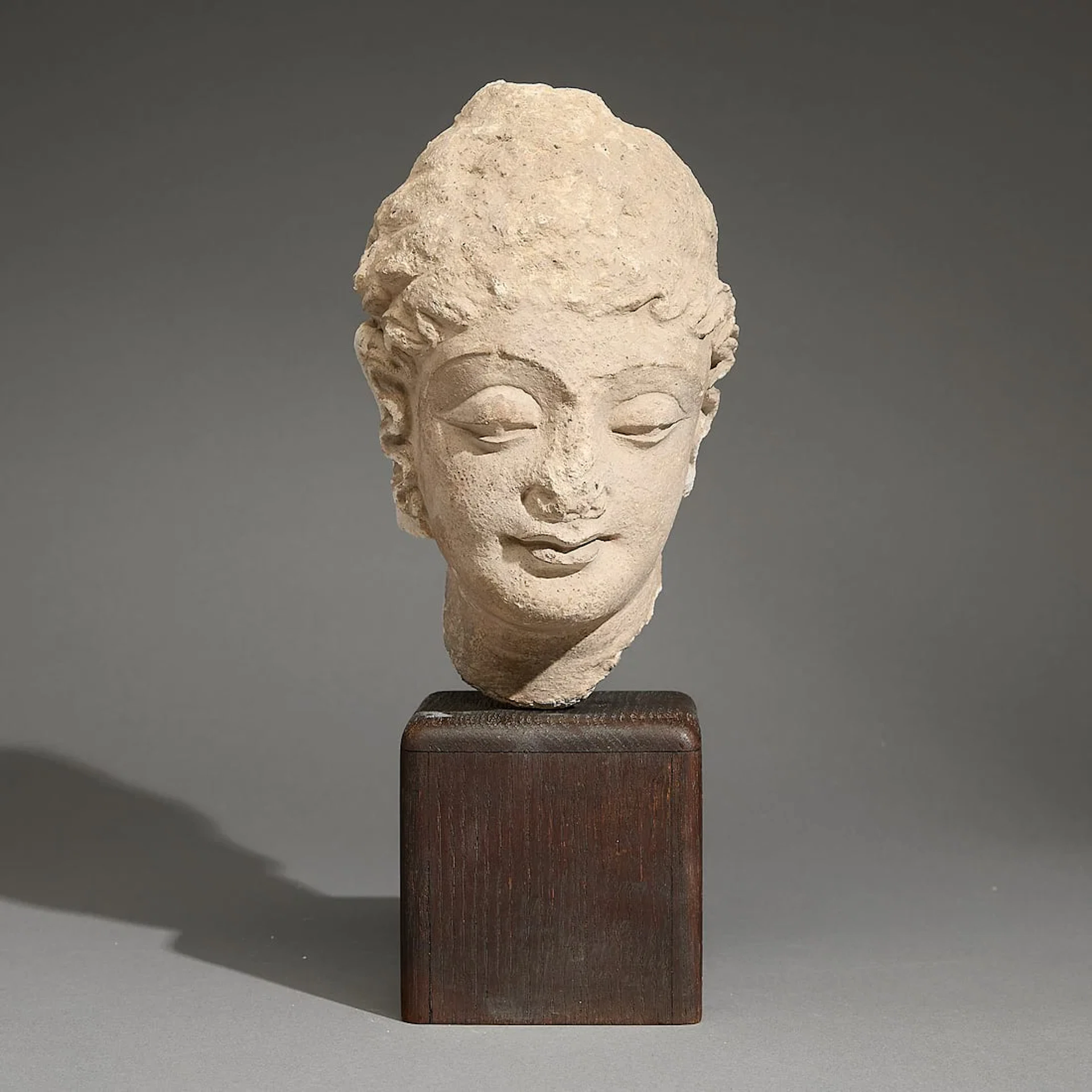 Ancient Gandharan Carved Stucco Head of Buddha