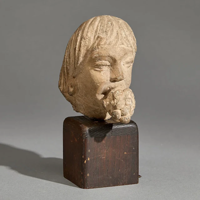 Ancient Gandharan Stucco Head of Youthful Figure