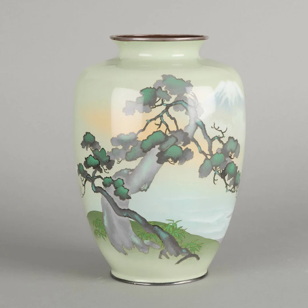 Japanese Meiji Cloisonne Landscape Vase