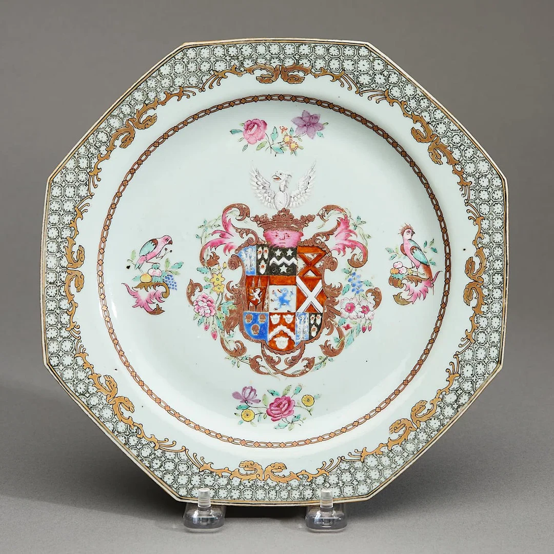 Chinese Export Octagonal Armorial Plate - Cotton