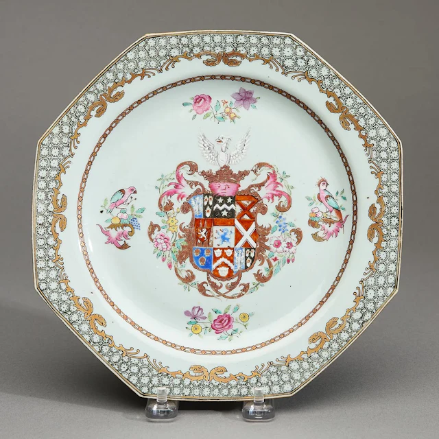 Chinese Export Octagonal Armorial Plate - Cotton